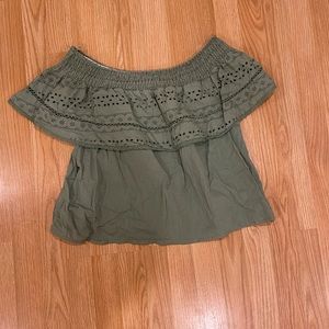 Green Off the Shoulder Blouse